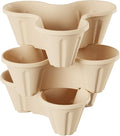 Set of 3 Stacking Planter Tower - 3-Tier Space Saving Flower Pots - Indoor/Outdoor Vertical Herb and Vegetable Planter by Pure Garden (Sand Stone)