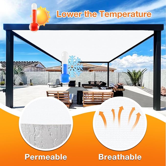 Artpuch Outdoor Pergola Shade Cover 5' X 9' Sun Shade Cloth with Grommets, 90% UV Protection Canopy Patio Privacy Screen (Customized Available) GN107, White