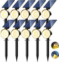 nipify 10 Pack Solar Spot Lights Outdoor Waterproof with 3 Modes, Solar Spotlight Light for Outside Yard Landscape Lighting Pathway Lights Wall,Warm White