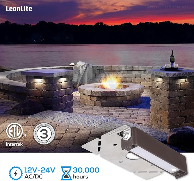 LEONLITE 8-Pack 4 Inch LED Hardscape Lighting, Update Retaining Wall Lights, LED Landscape Lighting, 12-24V AC/DC Paver Light Low Voltage, 1W/2W/3W Dimmable Outdoor Step Lights, 5000K Daylight, ETL