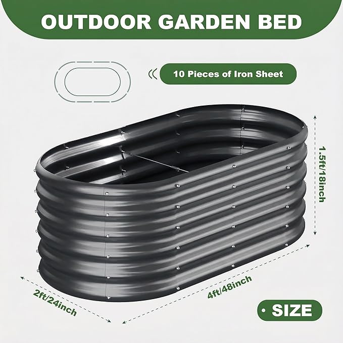 AHEONLAR 3 Pack 4×2×1.5ft Galvanized Raised Garden Beds Outdoor, Sturdy Planter Boxes for Vegetables, Fruits, Flowers and Plants, Easy Assembly, Grey