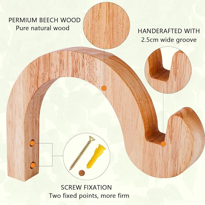 7-Inch Hanging Plant Brackets, Arc-Shaped Wooden Plant Hanger Indoor, Wall Mount Hooks for Outdoor Hanging Bird Feeders, Flower Baskets Pots, Wind Chimes, Lanterns