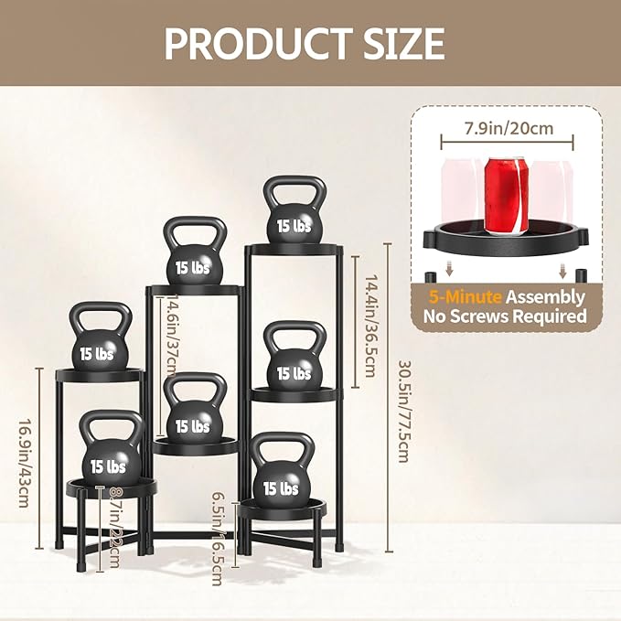 LASZOLA 7 Tiered Folding Plant Stand Indoor for Multiple Large Planter, Tall Heavy Duty Adjustable Rack with Rust Proof Plastic Shelving, Sturdy Vertical Tree Organizer for Narrow Inside Floor, Black