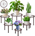 6 Pack Metal Plant Stands, Heavy Duty Plant Stand for Indoor Outdoor, Anti-Rust Iron Flower Pot Stands Outdoor Plant Holder, Potted Plant Shelf for Living Room Balcony Garden Patio, Bronze