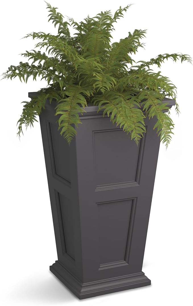 Mayne Fairfield 28-Inch Tall Planter – Self-Watering, Weather-Resistant Planter for Flowers – Durable Outdoor Design for Patio, Porch, or Entryway