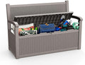 80 Gallon Outdoor Storage Bench Deck Box Waterproof Lockable,Outdoor Storage Furniture for Patio,Garden and Porch,Tools and Cushions（ Grey）