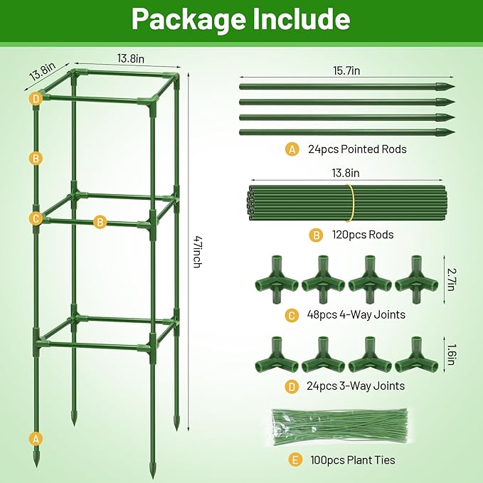 Legigo 6 Pack Square Tomato Cages for Garden- Up to 45 Inch Tomato Trellis Plant Cages Support, Tomato Stakes and Supports Cage for Climbing Vegetables Raised Garden Bed Cucumbers Peppers Flowers