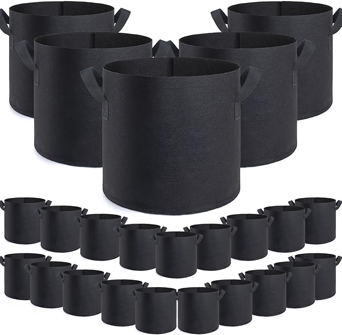 GROWTNT 10 Gallon Grow Bags 24 Pack,10 Gallon Fabric Pots,Garden Bags to Grow Vegetables,Planter Bag for Vegetables,Garden Pots with Two Handles.