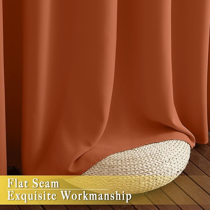 NICETOWN Burnt Orange Blackout Curtain for Sliding Door, Grommet Patio Door Curtain Wide Window Treatment Privacy Thermal Curtain for Bedroom/Living Room (1 Panel, W80 x L95)