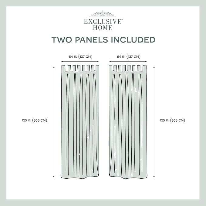 EXCLUSIVE HOME Cabana Solid Indoor/Outdoor Light Filtering Hook-and-Loop Tab Top Curtain Panel Pair, 54"x120", Winter White