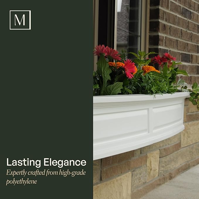 Mayne Nantucket 3-Foot Window Box – Self-Watering, Weather-Resistant Planter for Flowers – Durable Design for Outdoor Use, Perfect for Windows
