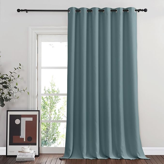 NICETOWN Greyish Blue Sliding Door Curtain for Bedroom, Blackout Patio Door Curtain Room Divider Privacy Thermal Grommet Window Treatment for Living Room, 1 Panel, W80 x L90