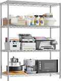 Xcity Storage Shelves, 4 Tier Heavy Duty Metal Shelving Unit with Wheels, 1600 LBS Capacity Adjustable Steel Wire Shelf Organizer for Pantry, Kitchen, Garage, 18" D x 36" W x 60" H, Chrome