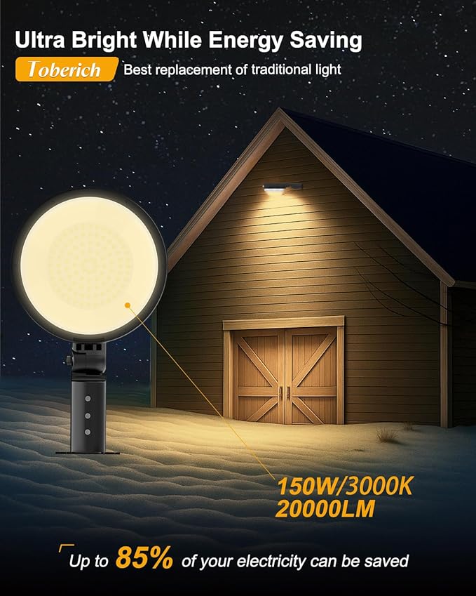 LED Barn Light 2Packs, 150W 20000LM Yard Area Lights Dusk to Dawn Outdoor Lighting with Photocell 3000K Warm White Adjustable Angle IP66 Waterproof Street Lights for Security/Farmhouse/Garage
