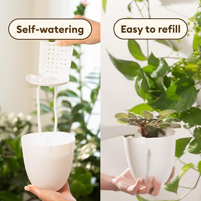 PlantPod Classic - Self-Watering Wall Planters (3, White) - Easy to Water and Install - Lightweight - Design Your Own Vertical Garden - Wall Planters for Indoor Plants