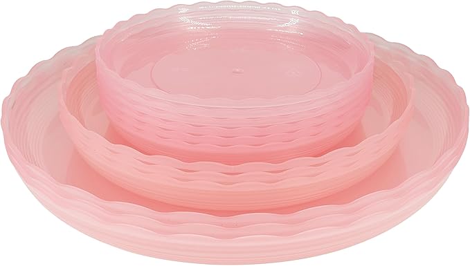 12Pcs Clear Plant Saucer, 6 8 10 Inch Durable Plastic Plant Tray, Round Plant Pot Saucers, Drip Tray for Indoor and Outdoor Garden, Red