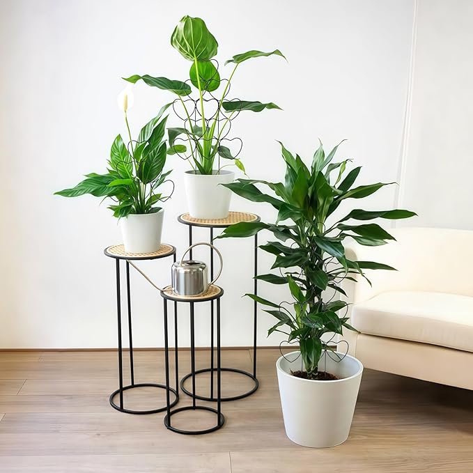 Trellis for Climbing Plants Indoor, Stackable Garden Trellis for Potted Plants, Small House Plant Trellis for Vine Ivy Flower Plant Support Outdoor DIY Metal Trellis 3 Pack, Black