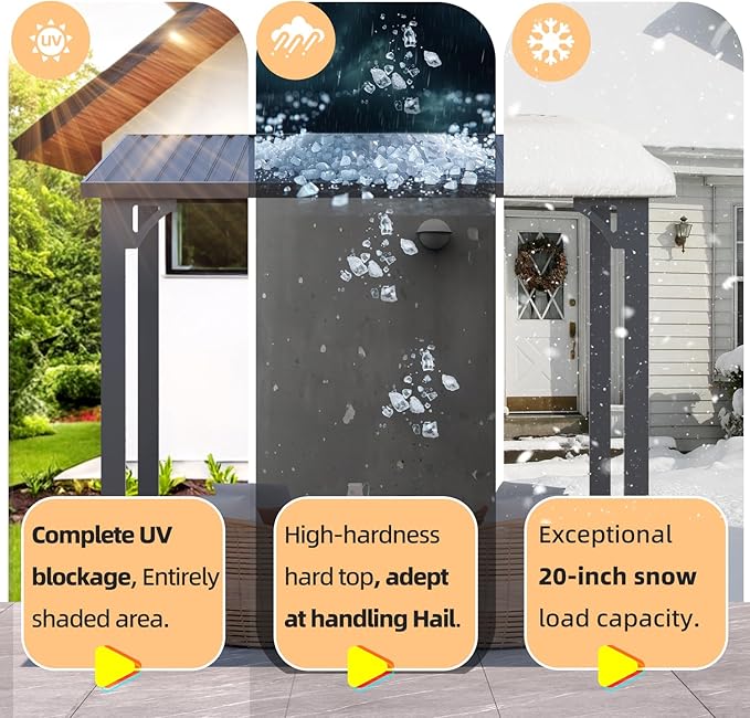 AECOJOY 14' x 8' Outdoor Hardtop Metal Gazebo for Patio, Large Lean to 8x14 Galvanized Steel Wall Mounted Pergolas and Grill Gazebos Clearance, Patio Roof Heavy Duty Awnings for Backyard, Decks