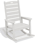 SERWALL HDPE Outdoor Rocking Chair, Oversized Rocking Chair with Footboard, High Back Porch Rocker Chair with 350lbs Support, White