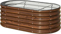 SnugNiture 4x2x1.5ft Raised Garden Bed Outdoor, 17" Tall Galvanized Metal Planter Box, Oval Raised Garden Bed Kit for Planting Vegetables Plants Fruits, Brown