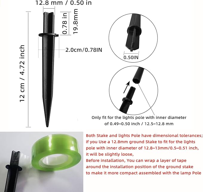 10 Pack Solar Light Stakes Replacement (Fit for Inner Diameter 0.49 inch), Plastic Reinforced Ground Spikes for Solar Wheat Ear Flower Light Outdoor Landscape Path Christmas Yard Garden Deco