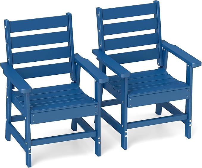 GREENVINES Outdoor Dining Chairs Set of 2 | HDPE | Patio Chair | All-Weather | Blue