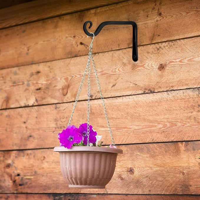 2 Pack 6 Inch Plant Hanger Indoor Outdoor, Hanging Plant Bracket Wall Hooks Decorative Plant Hangers, Bird Feeders, Wind Chimes, Plant Baskets, Black