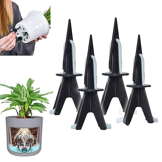 GreenShip 4-Pack Patented Self-Watering Spikes – DIY Plant Watering System for Indoor Plants, Fits Grower Pots, Reuse Containers, Automatic Self-Watering Stakes (Small)