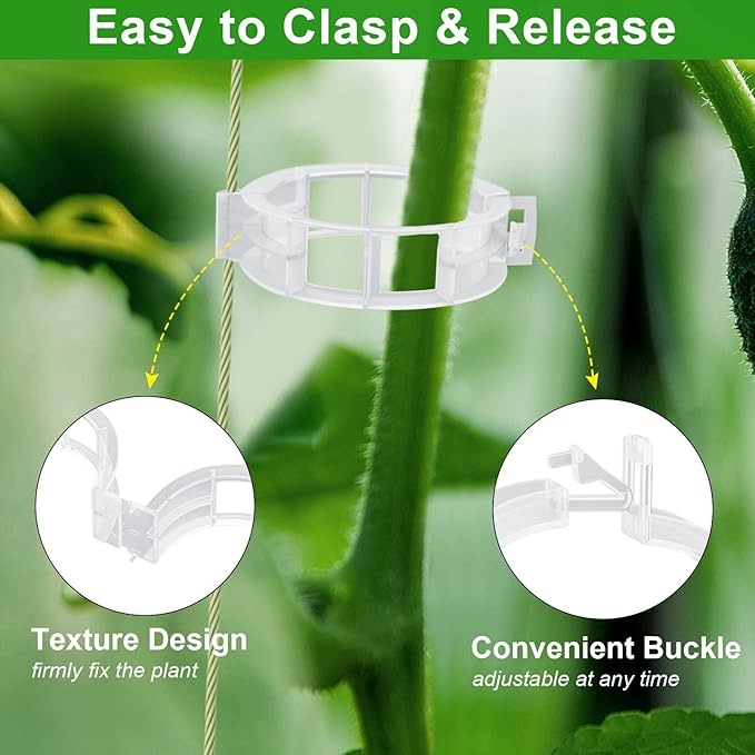 250 Pcs Tomato Clips, Plant Support Clips and J Tomato Hooks, Plastic Trellis Clip Vegetable Cages Vine Garden Clip for Tomatoes Cucumber Grape Melon, Makes Plants Grow Upright or Prevent Falling Off