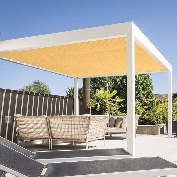 Eden's Decor Straight Flat-Edged Sun Shade Sail Rectangular 9' x 18' Wheat UV-Blocking Outdoor Canopy Fabric Cloth Awning for Pergola Patio Garden Backyard Custom Size