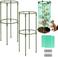 17.7" H Plant Support Stake Cage, Round Plant Support Garden Flower Stakes with Plastic Protective Film, Plant Cages for Indoor Outdoor Small Plants,Tomato, Peony, Hydrangea