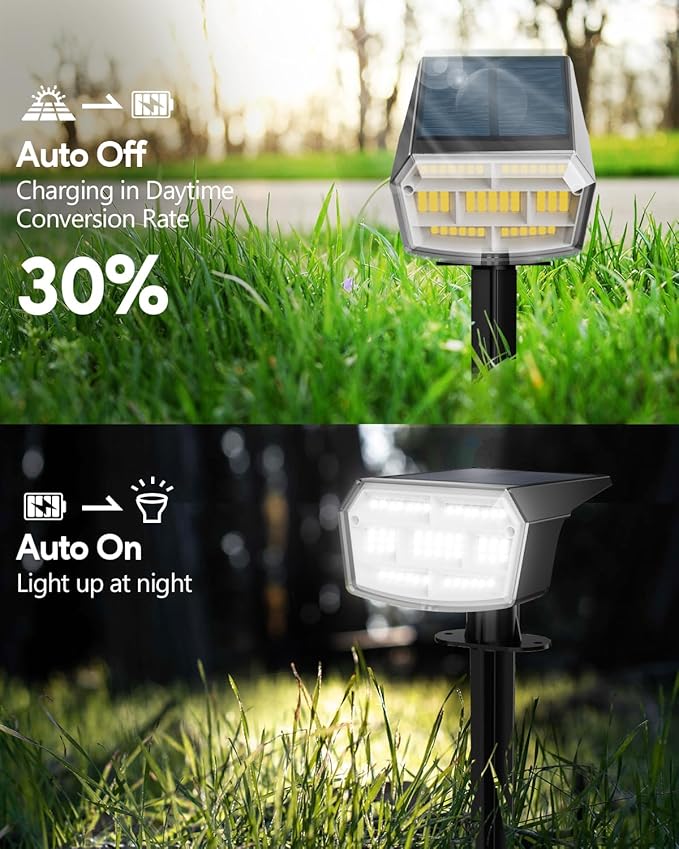 HIBOITEC Solar Spot Lights Outdoor 59LED Landscape Lights Solar Powered Uplights Waterproof Adjustable Brightness Dusk to Dawn for Outside Garden Yard Trees 8 Packs Cool White