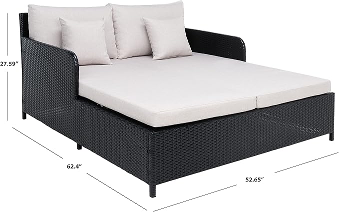 Safavieh Outdoor Collection PAT7500 Daybed, Black/Light Grey