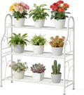 SORCEDAS Plant Stand Indoor Outdoor Plant Shelf 3 Tier Metal Corner Flower Stand Multiple Holder for Patio Garden Balcony Living Room, White