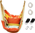 Hommtina Hammock Chair Hanging Rope Swing, Max 300 Lbs Hanging Chair with Pocket & Durability Perfect for Outdoor, Home, Bedroom, Patio, Yard (Pillows NOT Included,Orange)