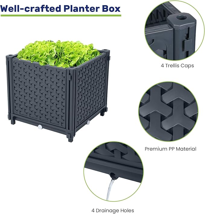 LINEX Raised Garden Bed Planter Box with Trellis, 41.3” Tomato Planters for Climbing Plants Vegetable Vine Flowers Outdoor Patio, Tomatoes Cage w/Self-Watering