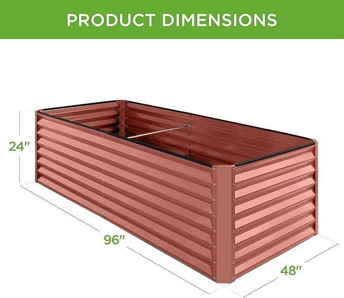 Best Choice Products 8x4x2ft Outdoor Metal Raised Garden Bed, Deep Root Planter Box for Vegetables, Herbs & Flowers, 478-Gallon Capacity, 100% Non Toxic Materials - Terracotta