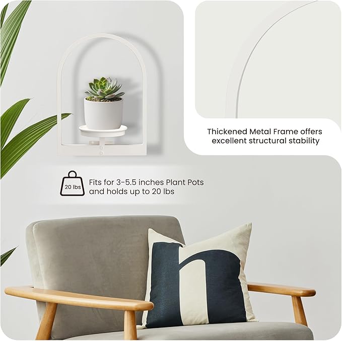 Wall Planters for Indoor Plants Window Plant Shelves Set of 2, White Wall Plant Holder - Premium Metal Hanging Plant Holder for Indoor Outdoor Decor
