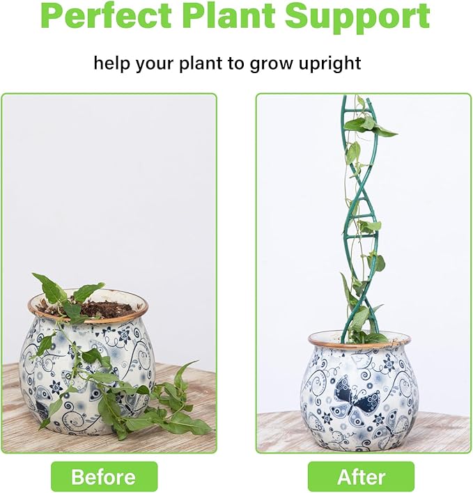 Indoor Plant Trellis for Potted Plants - Upgraded Metal Spiral Design for Climbing Plants, Durable Powder Coated Support for Small Houseplant Pots, Ideal for Indoor & Outdoor Use