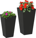 Outsunny 2-Pack Outdoor Planter Set, Flower Pots with Drainage Holes, Durable & Stackable Plant Pot, 22in & 18in, for Porch, Entryway, Patio, Yard, Garden, Black