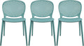 2xhome Set of 3 Patio Dining Chairs | Modern Stackable Outdoor Pool Side Chair | Weather Resistant Plastic for Yard, Porch, Balcony, Kitchen, Teal