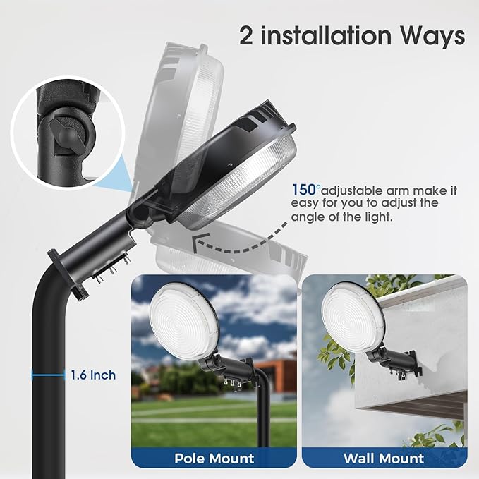 2 Pack 150W LED Barn Light, 20000LM Dusk to Dawn Security Light with 150° Adjustable Angle Photocell, IP66 Waterproof 6500K Daylight Outdoor Lighting for Farmhouse/Yard/Street/Garage