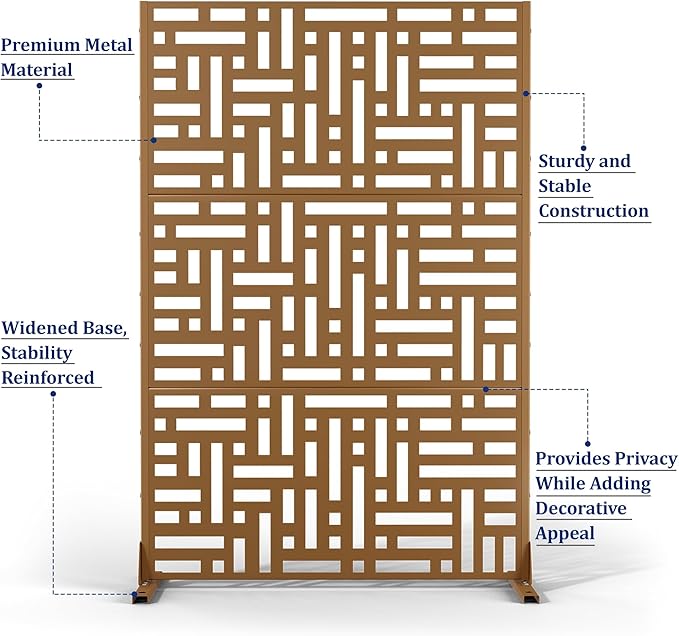 Outdoor Privacy Screen,72" H×47" W Metal Privacy Screen, Freestanding Privacy Fence Panels for Patio