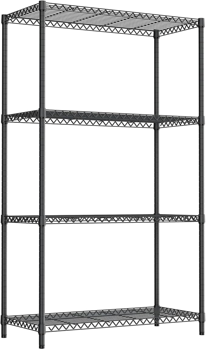 2400LBS 35.5" W Standing Shelf Units Wire Rust-Proof Outdoor Storage Shelving 4-Tier Utility Shelving Unit for Garden Home,Kitchen,Office Dark Grey 17.7" D x 35.5" W x 59.4" H