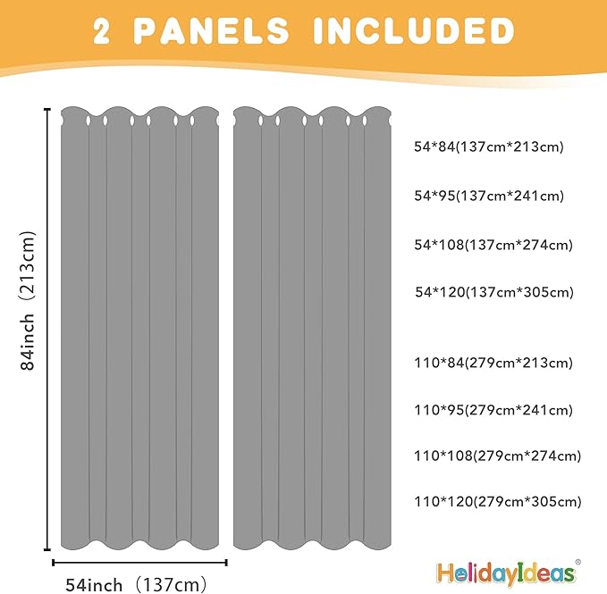 HolidayIdeas Extra Wide Outdoor Curtains for Patio Waterproof, 2 Panels - 110 x 95 Inch - Privacy & Light Filtering Curtains Grommet Outside Curtains for Porch, Gazebo, Pergola, Backyard (Navy)