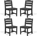 SERWALL Outdoor Dining Chairs Set of 4, All-Weather HDPE Patio Chair with 19.7" Widened Seat, for Backyard, Garden, Black