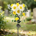 Starryfill Solar Memorial Cross Lights with 3 Flowers, LED Grave Maker, Waterproof Cemetery, 40.5 Inch High Remembrance Sympathy Gifts for Loved Ones