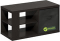 Furinno Viola Coffee Table, 3-Tier Modern Coffee Table with 1.2 Thick Tabletop, Side Table with Open Shelf and Storage Bin, for Living Room, Bedroom, Home Office, Dark Oak