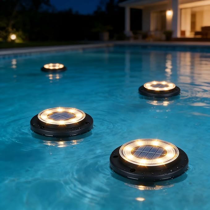 Flacchi Solar Lights Outdoor - Solar Powered Ground Lights Outdoor Solar Disk Light Waterproof Landscape Light for Patio Yard Pathway Walkway Driveway (Warm White, 8 Pack)