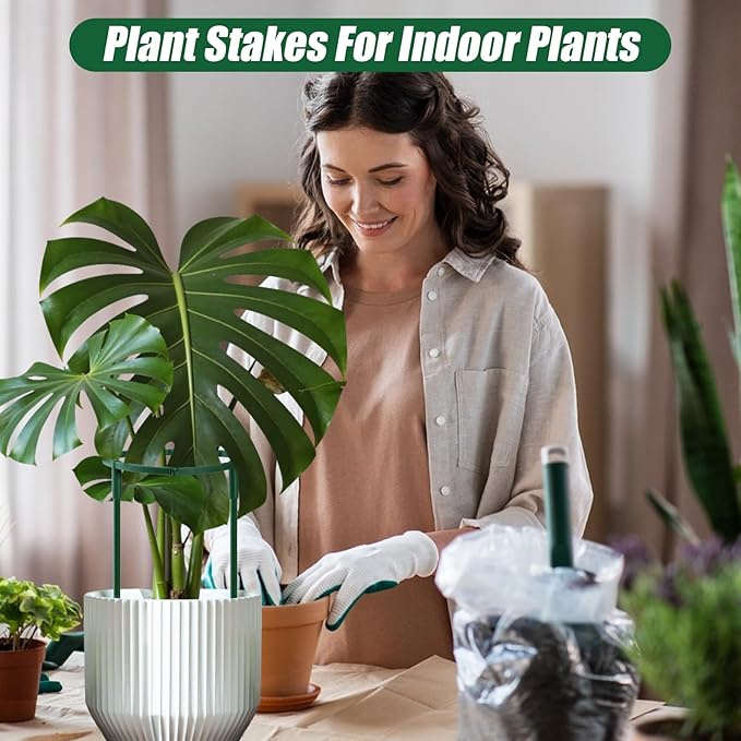 Uzoli 12 Pack Plant Support Stakes Sets - Versatile Plant Cages, Stackable 3 Tier Garden Flower Support，Plant Stakes for Indoor Outdoor Plants Tomato, Peony, Monstera, Hydrangea, Climbing Plants